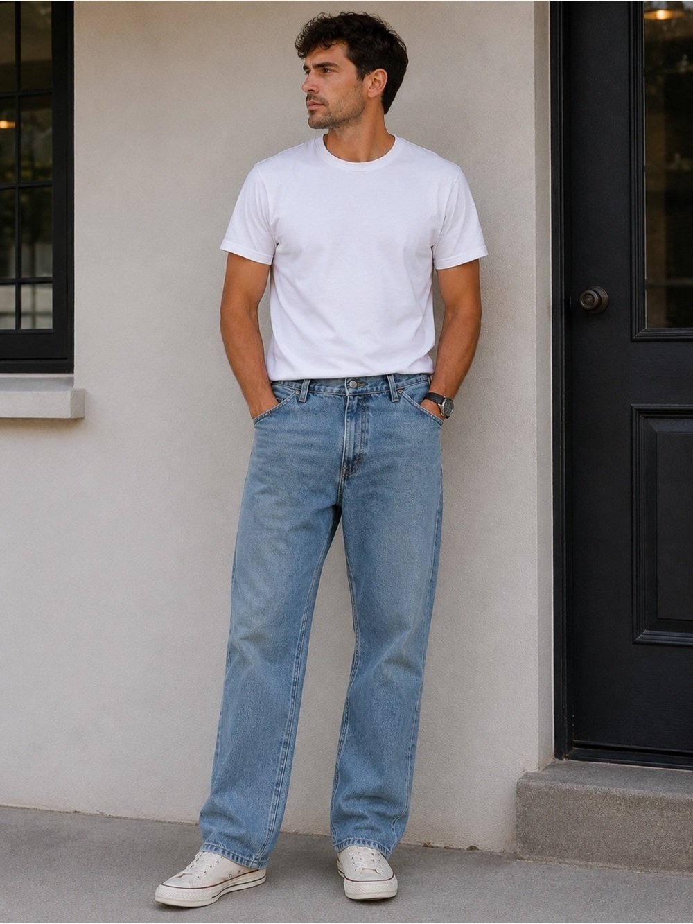 Wrangler Men's Straight Light Blue Denim Jeans